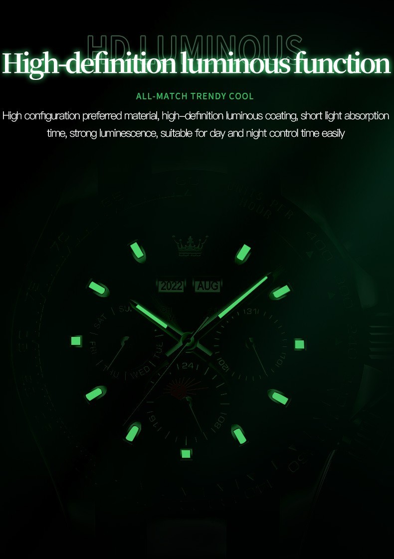 Automatic Mechanical Waterproof Watch Moon Phase Luxury Dial Men’s Men Strap