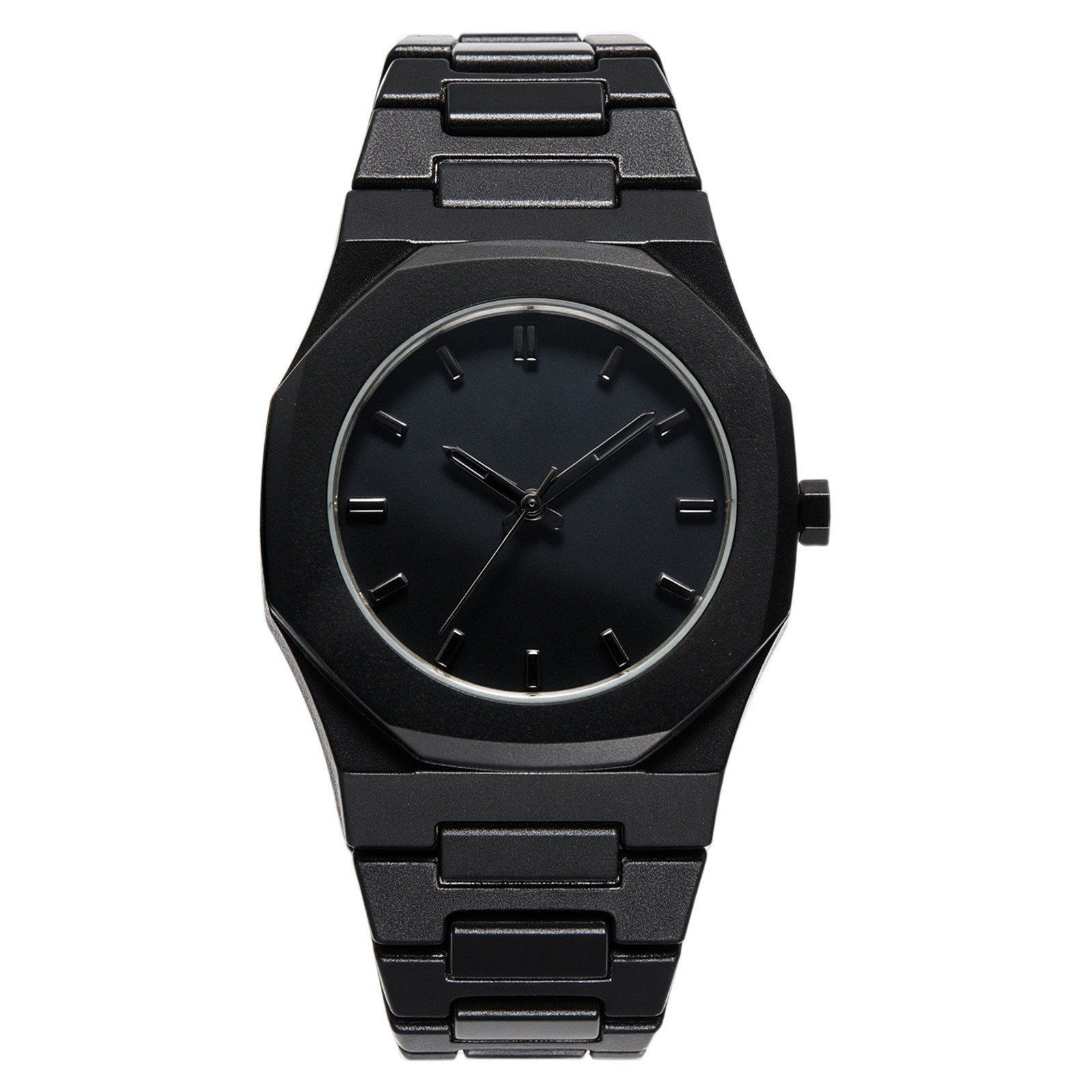 Men Luminous Octagon Dial Quartz Stainless Steel Blue Green Black Band Watch