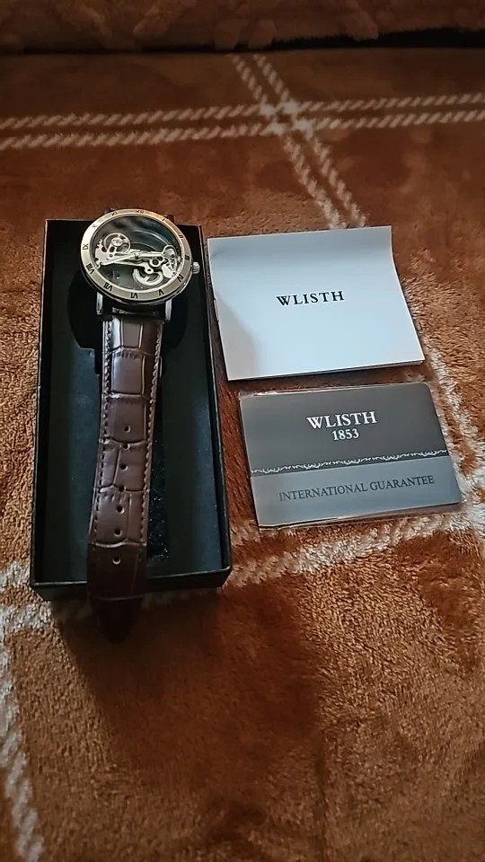 Men’s Automatic Watch Skeleton Mechanical Leather Strap Waterproof Wristwatch