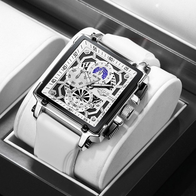 Sport Men’s Watch Luminous Date Moon image Square Business Wristwatch Waterproof