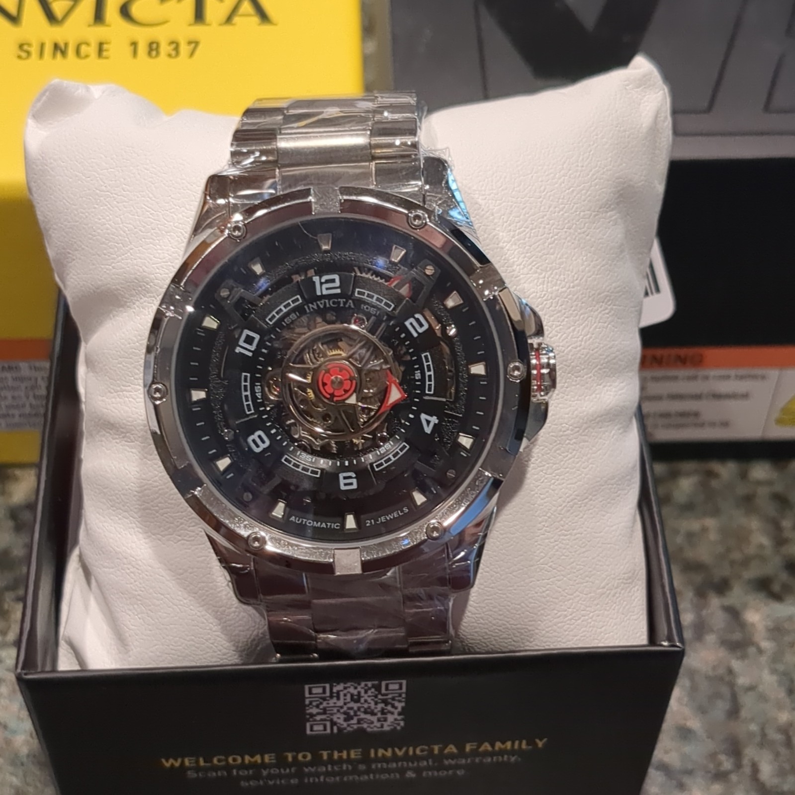Invicta Interpoint Automatic Skeleton Stainless Steel Watch w/ Box 70082 43.5mm
