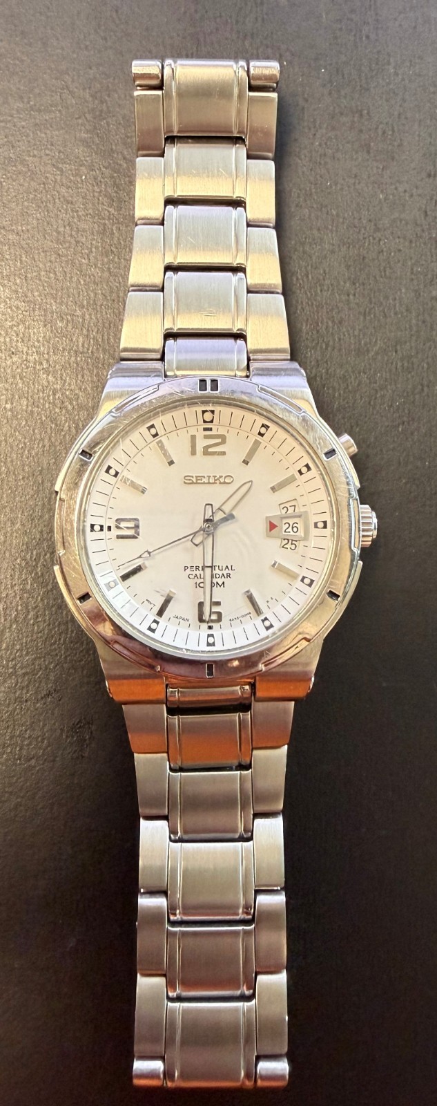 SEIKO SNQ075 Perpetual Calendar 6A32-00J0 WHITE vintage watch