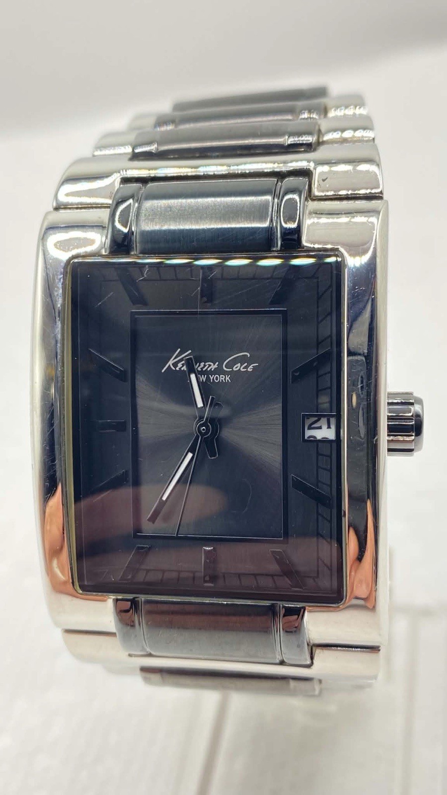 Kenneth Cole KC3916 Men Matte Gunmetal Dial Chunky StainlessSteel Two-Tone Watch