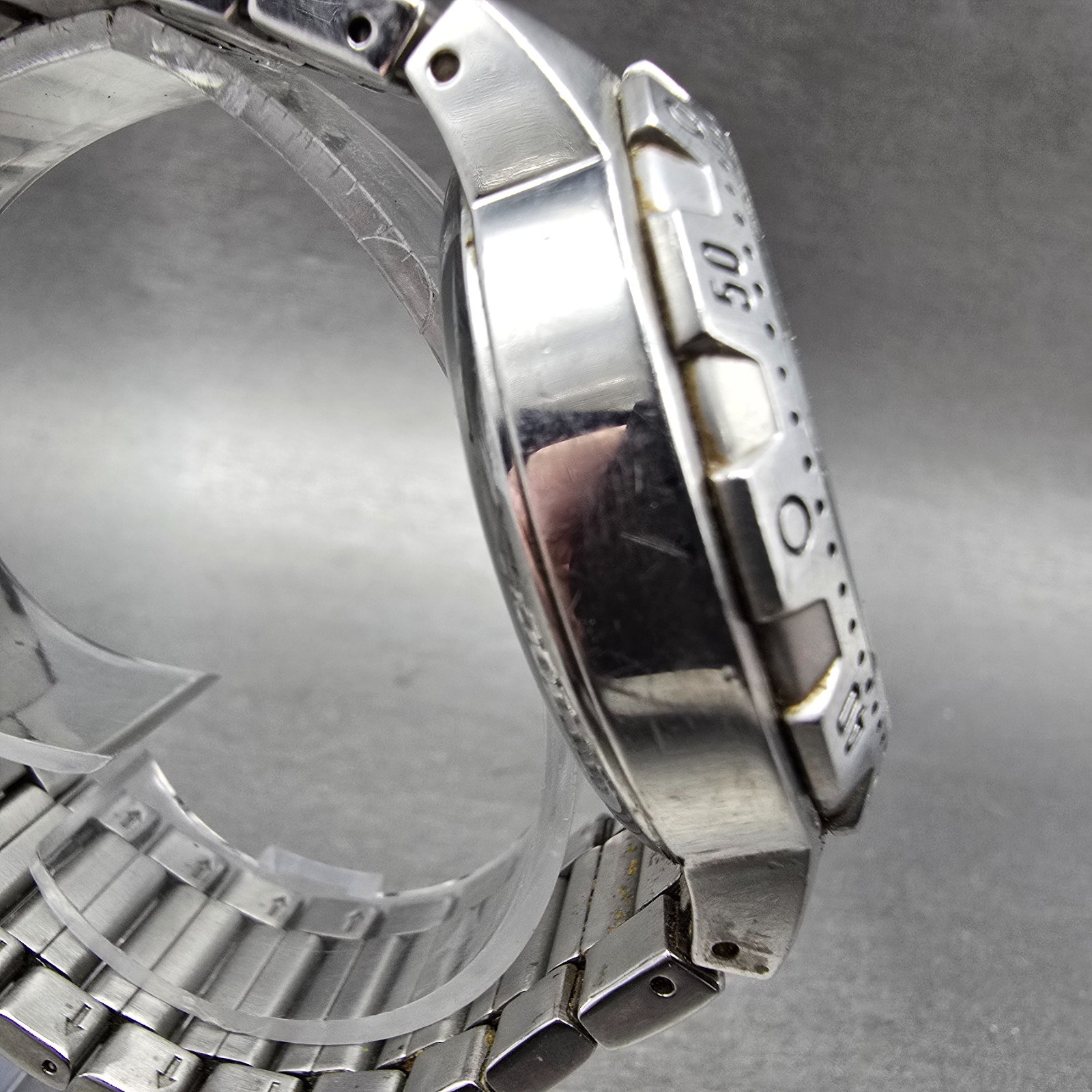 Fossil Blue Automatic Dive Watch Men 42mm Silver Dial Steel Date AM-4029 Runs