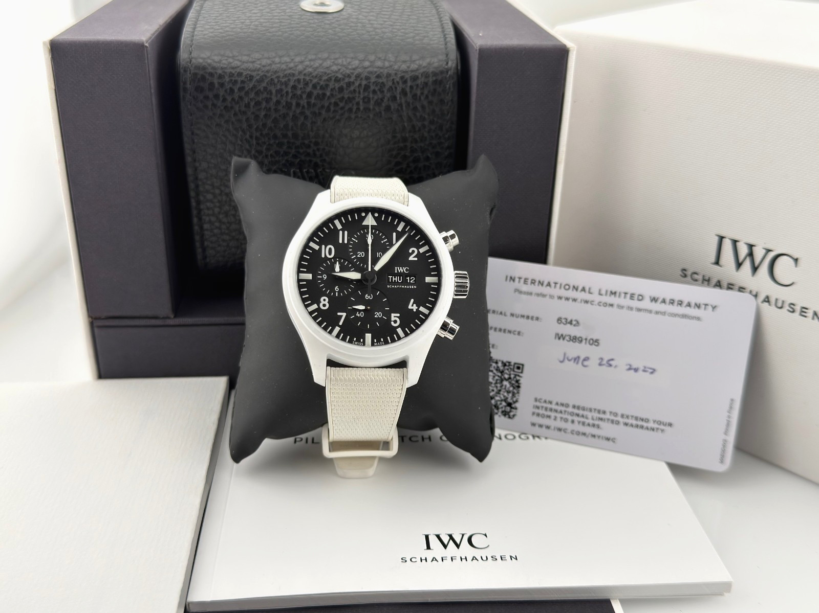 IWC Pilot Chronograph Top Gun Lake Tahoe IW389105 White Ceramic Box Paper