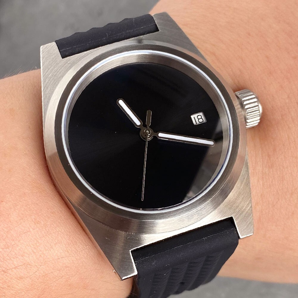 38mm No Marked Full Black Date Sapphire Glass Men Waterproof Mechanical Watch