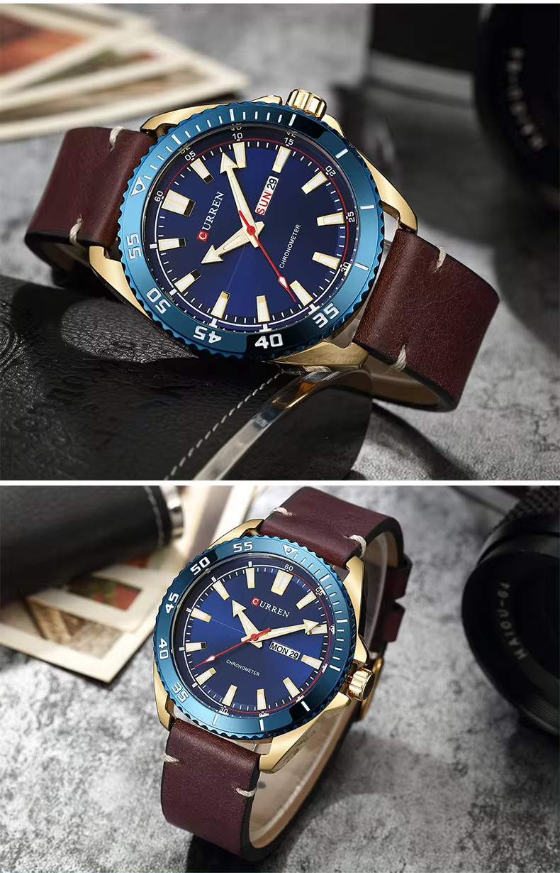 Curren Leather Band Men’s Leisure Fashion Watch NWT Cool Watch–Hot Colors!