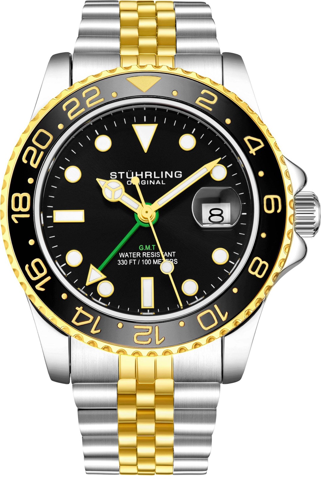 Aquadiver GMT Two Tone / Black + Gold Bezel | Black Dial Wristwatch 3968.3