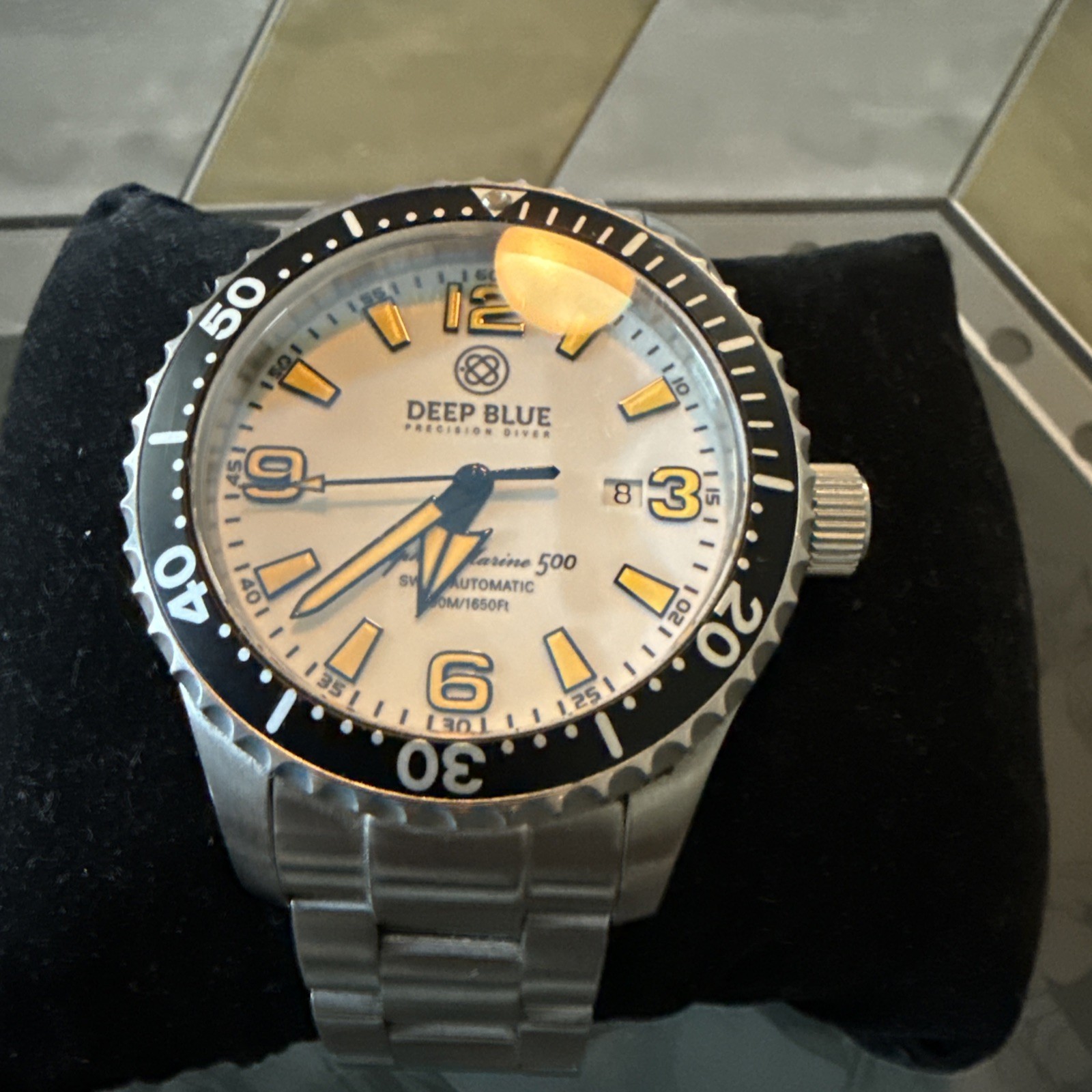 Deep Blue Alpha Marine 500 Full Lume Dial Automatic Sapphire #0256 Rare