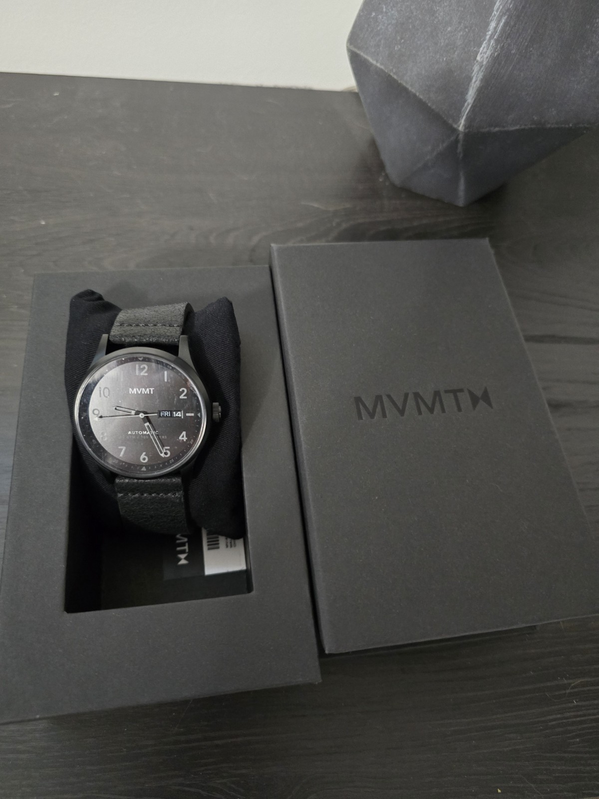 MVMT FIELD Black Dial/Black Band Stainless Men’s Wrist Watch, never worn.