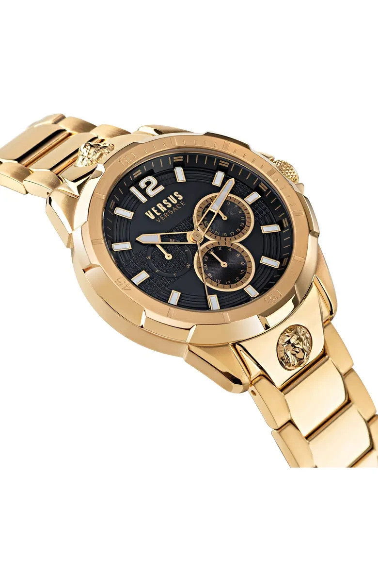 VERSUS Versace Runyon Gold Multifunction Bracelet Watch, 44mm