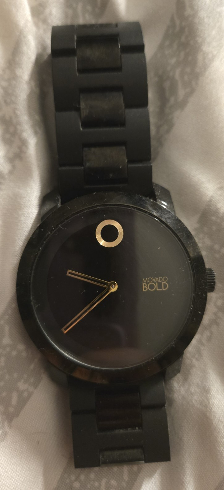 Movado Bold Swiss Quartz Watch 42mm Black Dial Black Silicone Strap 30m