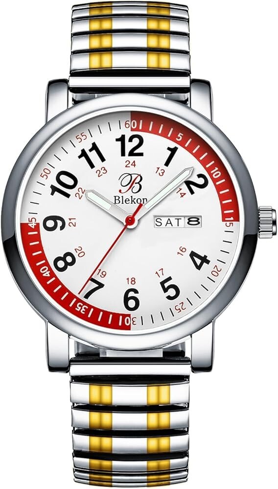 Blekon Nurse Watch – Easy Read Dial, Pulsometer, Stretch Bands, Water Resistant