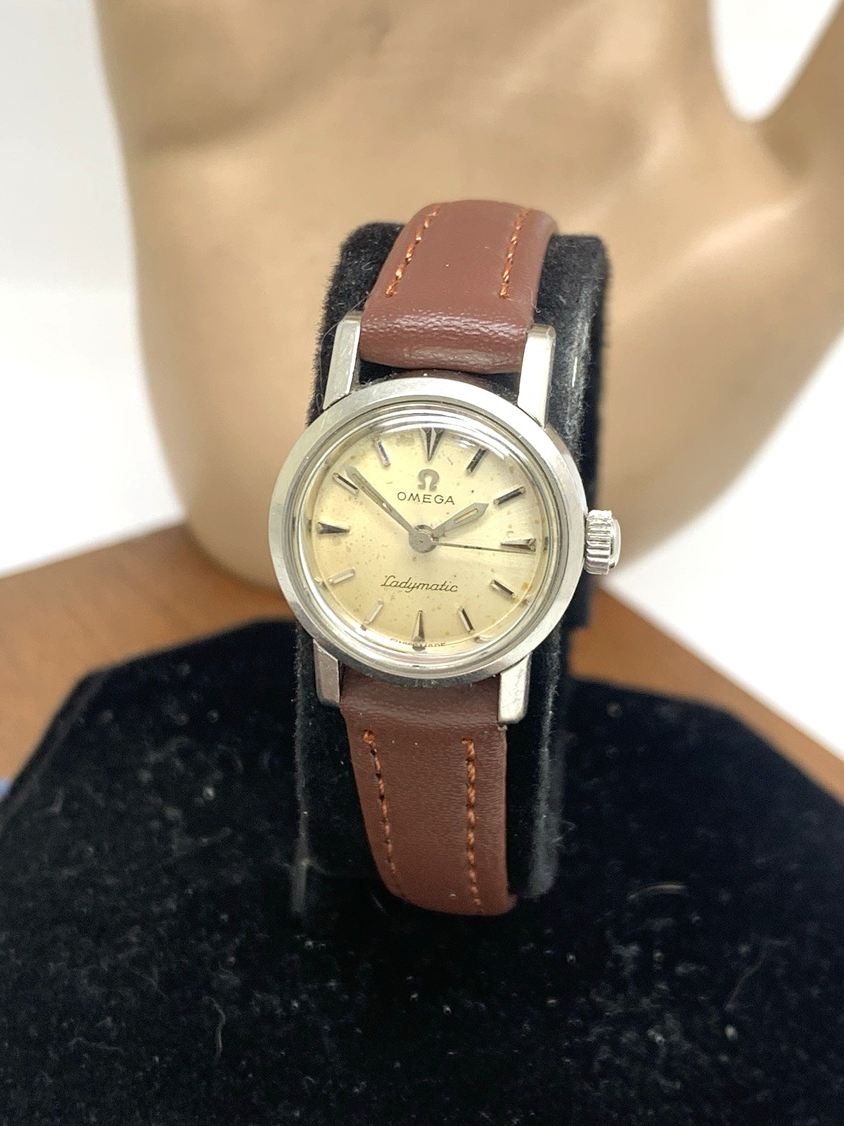 Omega Seamaster Womens Watch 455 Swiss Automatic Vintage Brown Leather Band 19mm