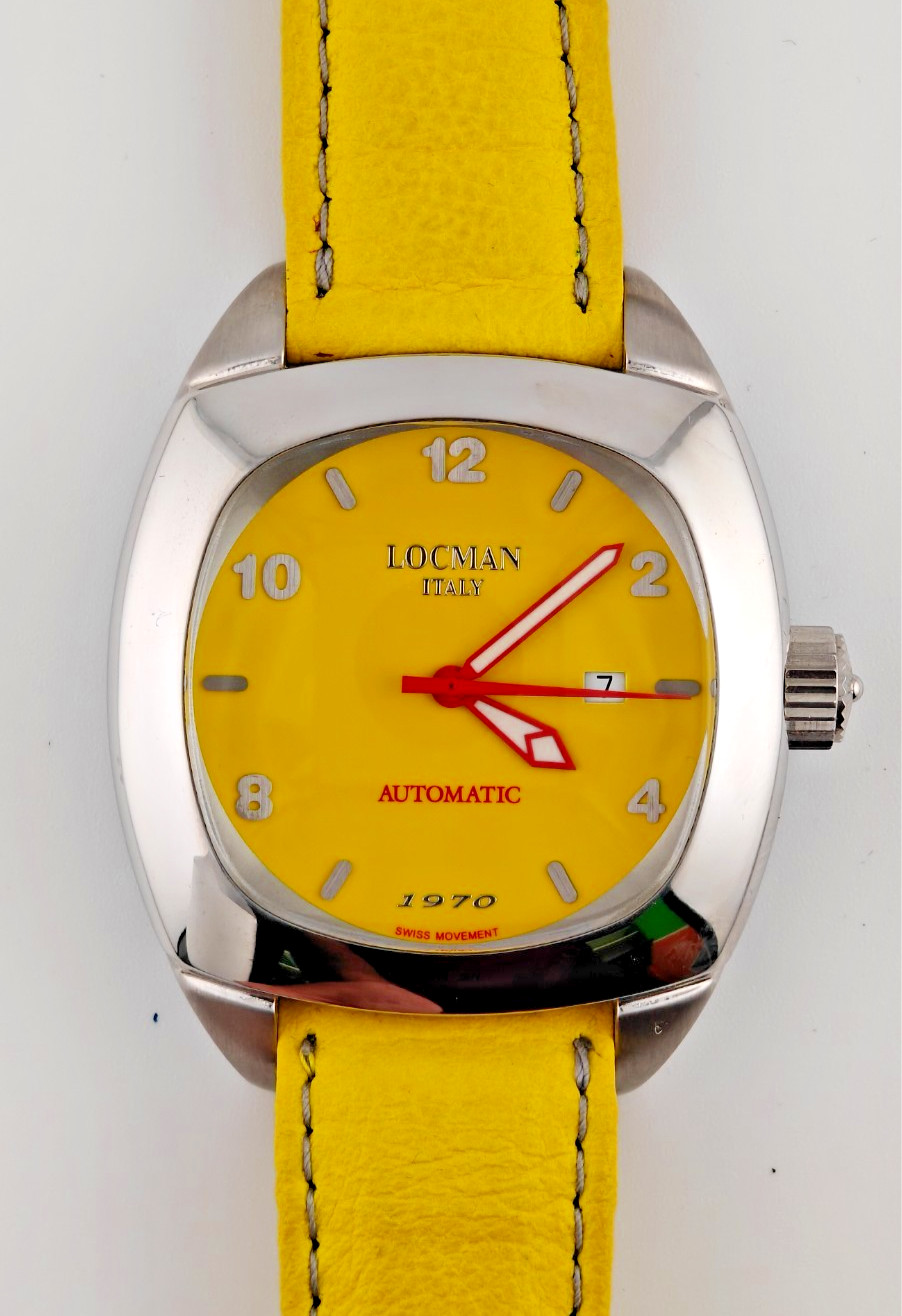 Locman 1970 Automatic Swiss Movement – Condition NOS Label RARE Yellow
