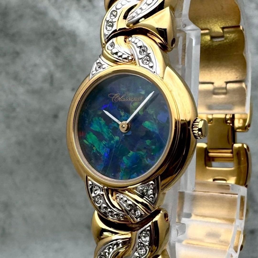 Luxury Classique 10-103 Diamond Watch Genuine Mosaic Opal Dial Gold Working