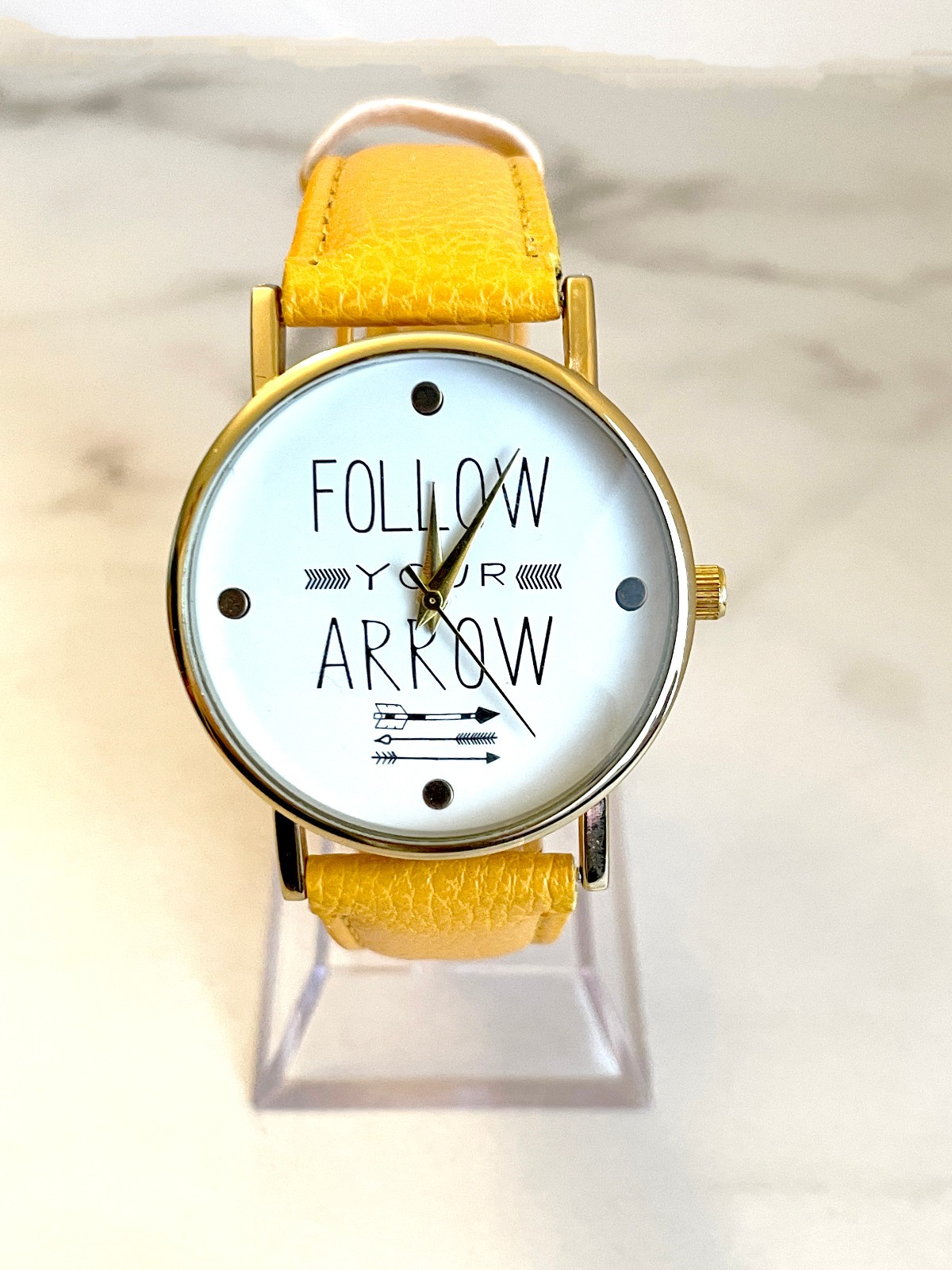 Wrisrwatch “Follow Your Arrow” Inscription – Battery Included, Womens gift