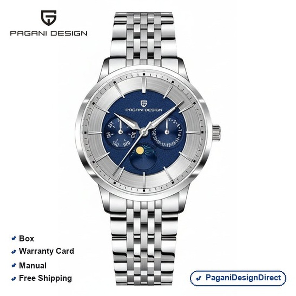 Pagani Design PD-1795 Navy Moonphase Stainless Steel Automatic Men’s Watch