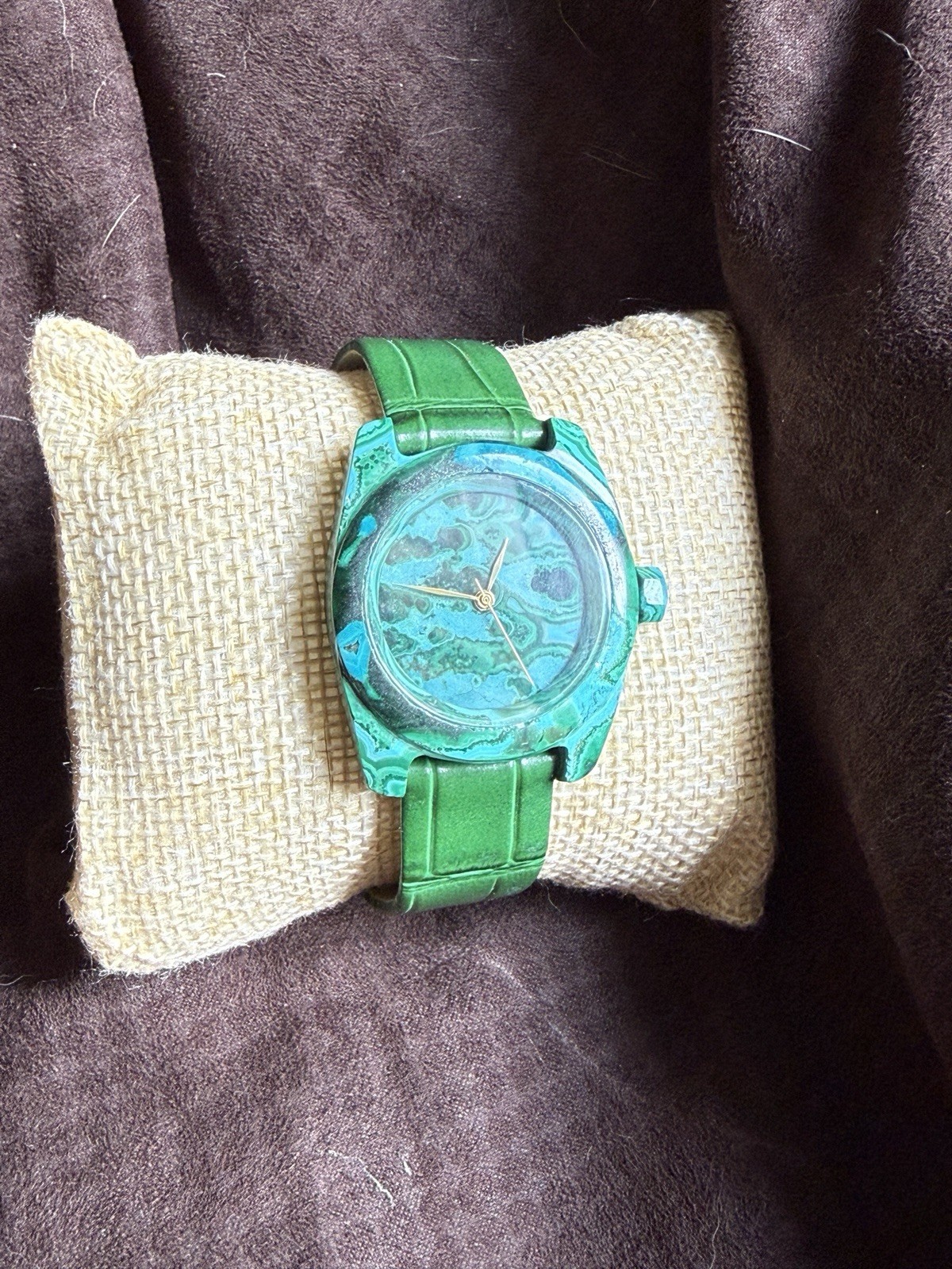 Artisan Stone Watch Handmade from Malachite Chrysocolla | One of a Kind