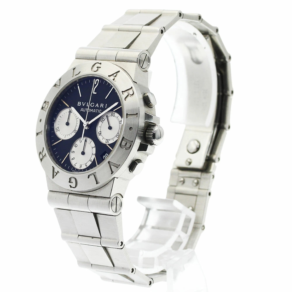 BVLGARI Watch CH35S Diagono Sport Chronograph Date Automatic Black/Silver Men’s
