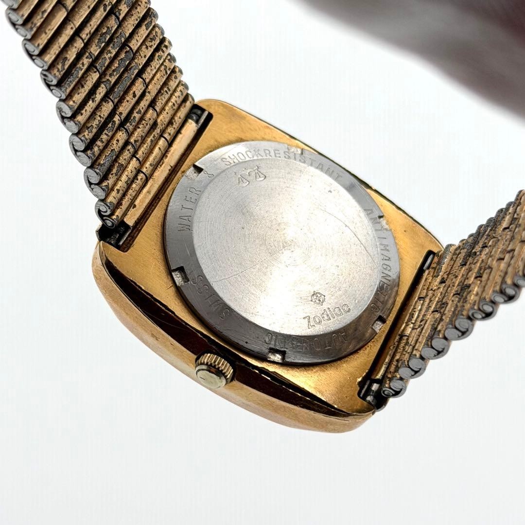 Zodiac Astrographic Automatic Boys Watch Gold Dial GP/SS Vintage For Parts