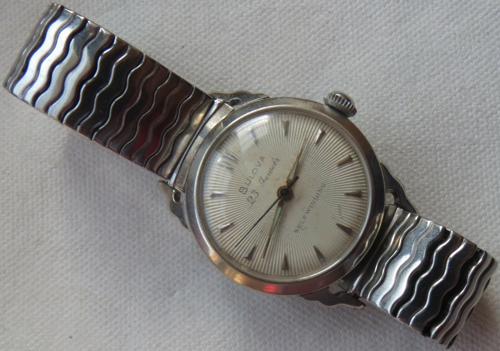 Bulova automatic mens wristwatch nickel chromiun case original dial rare lugs