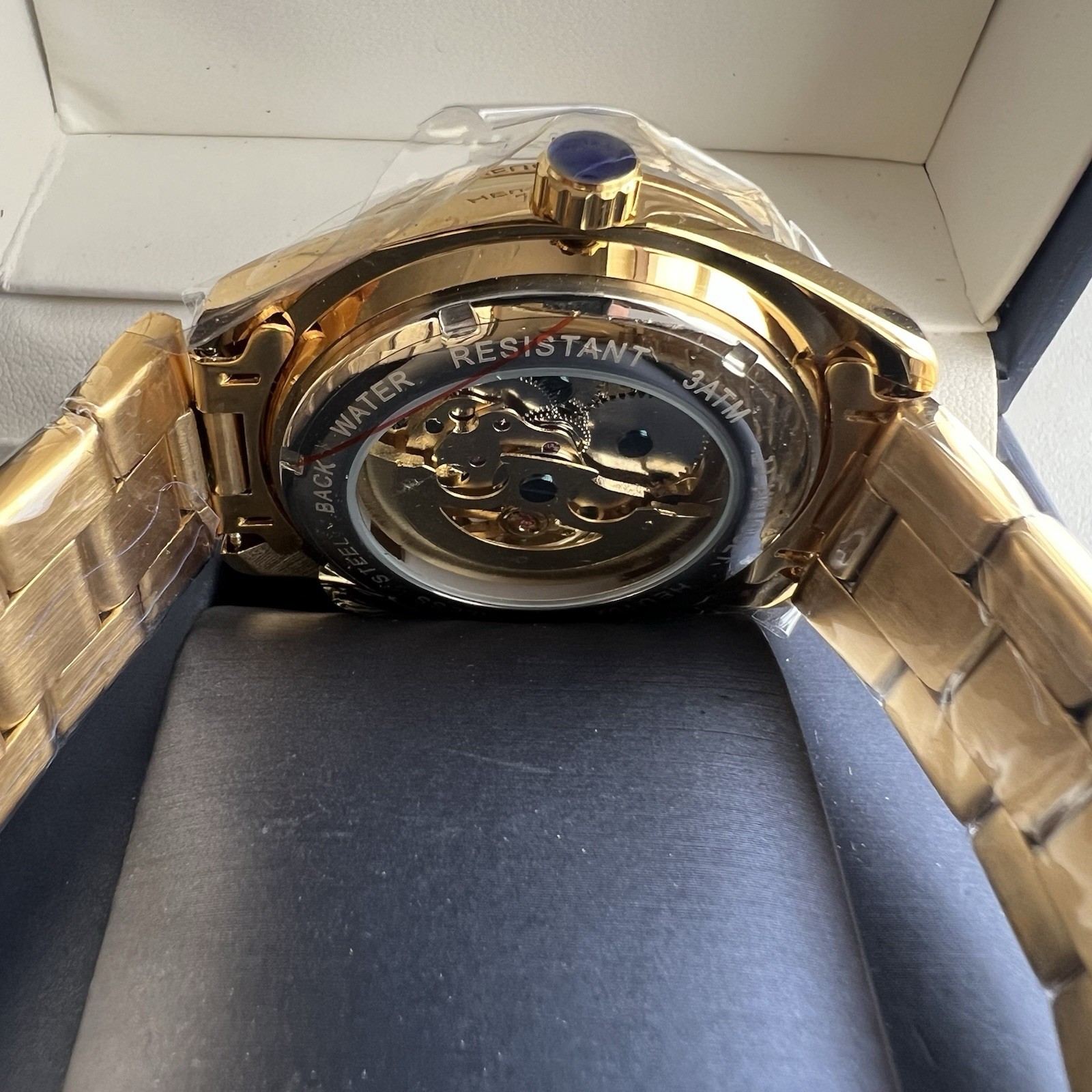 Heuguet Mark 1 Automatic Openworked Wrist Watch Men’s Gold Stainless Steel Boxed