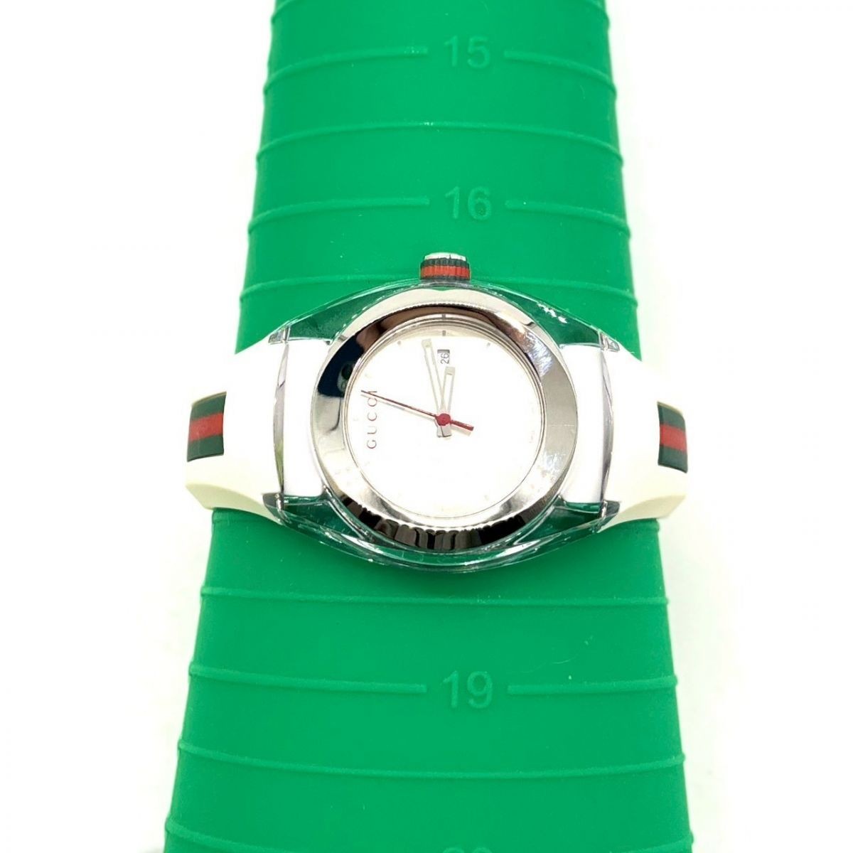 GUCCI Watch Sync Interlocking Sherry Line Rubber Quartz 137.3 White From Japan
