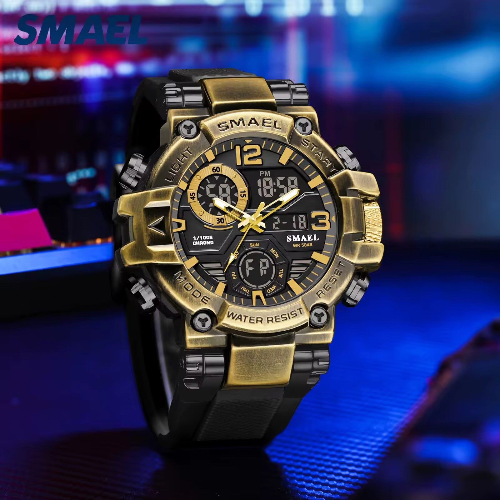 Oversized Chronograph Waterproof Digital Sport Shock Resistant WRIST WATCH 55mm