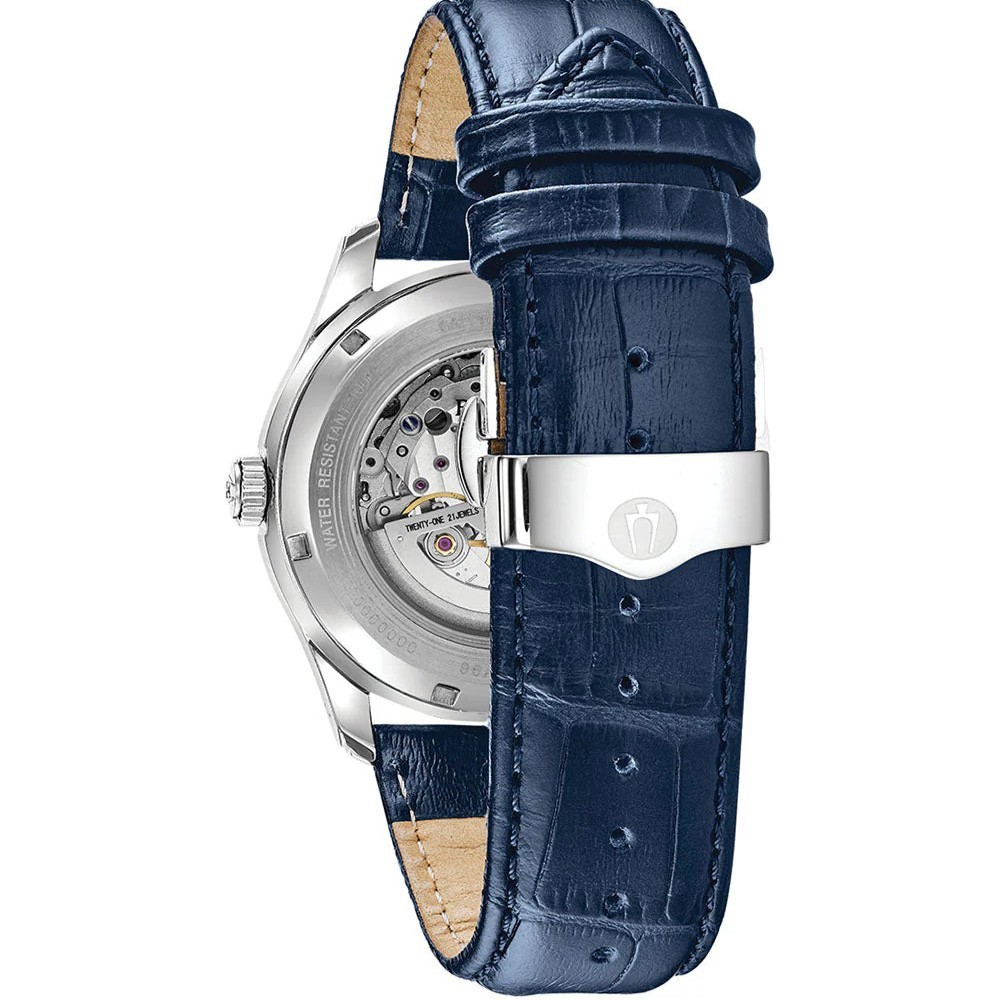 Bulova Men’s Classic Wilton Automatic Watch – 96A206, 42mm, Blue Leather Strap