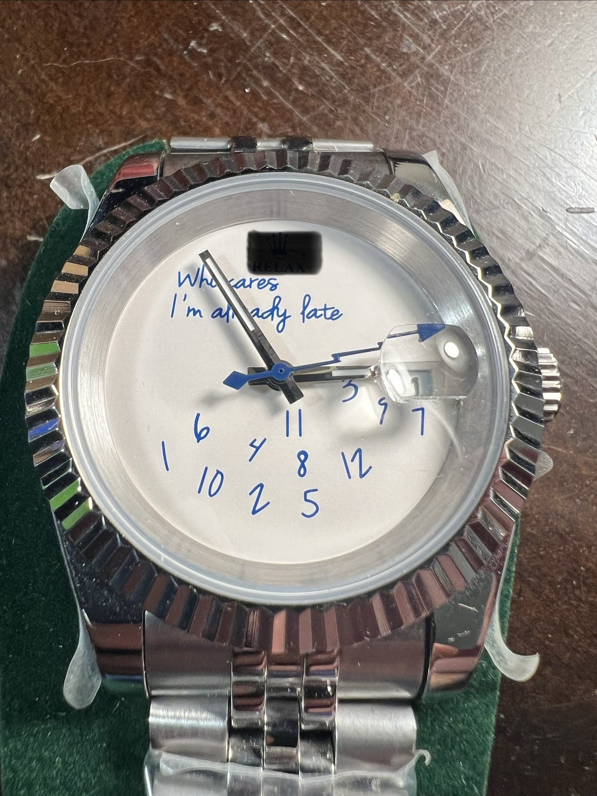 Rel*x “Who Cares,I am Already Late” NH35 Fluted Bezel 40mm Jubilee.