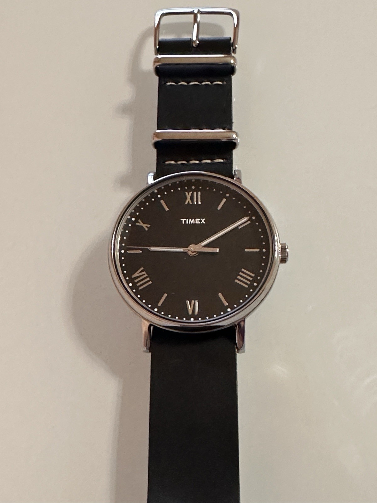 Timex Southview Black and Chrome Genuine Leather Strap TW2R28600
