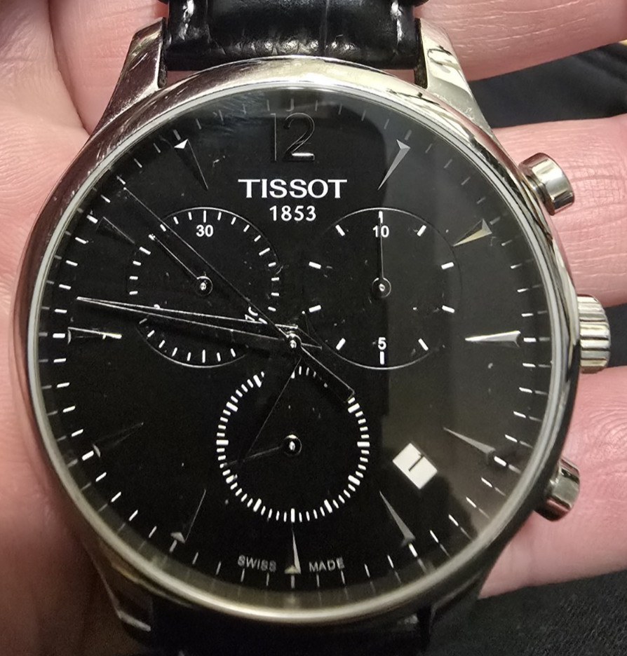 ​Tissot Tradition Chronograph Black Dial Men’s Watch T063617A Swiss Quartz, Good