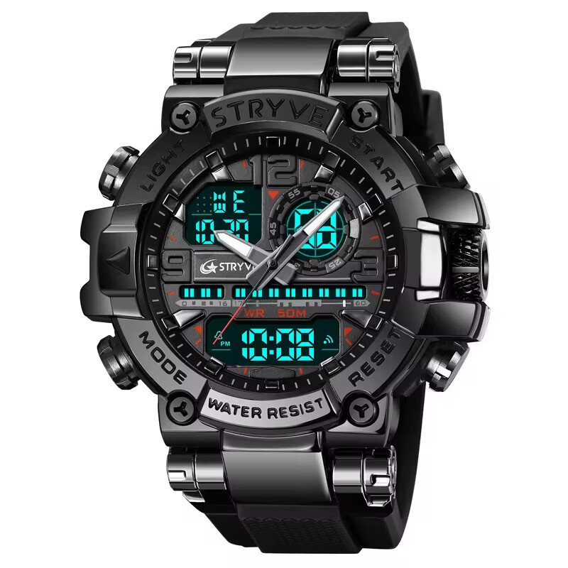 Men Oversize Waterproof Shock Resistant Digital Sport Dual Time WRIST WATCH 55mm