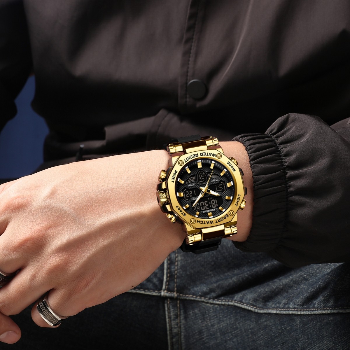 Men Quartz Watch Big Dial Luminous Date 5ATM Waterproof Sport Boy Man Wristwatch