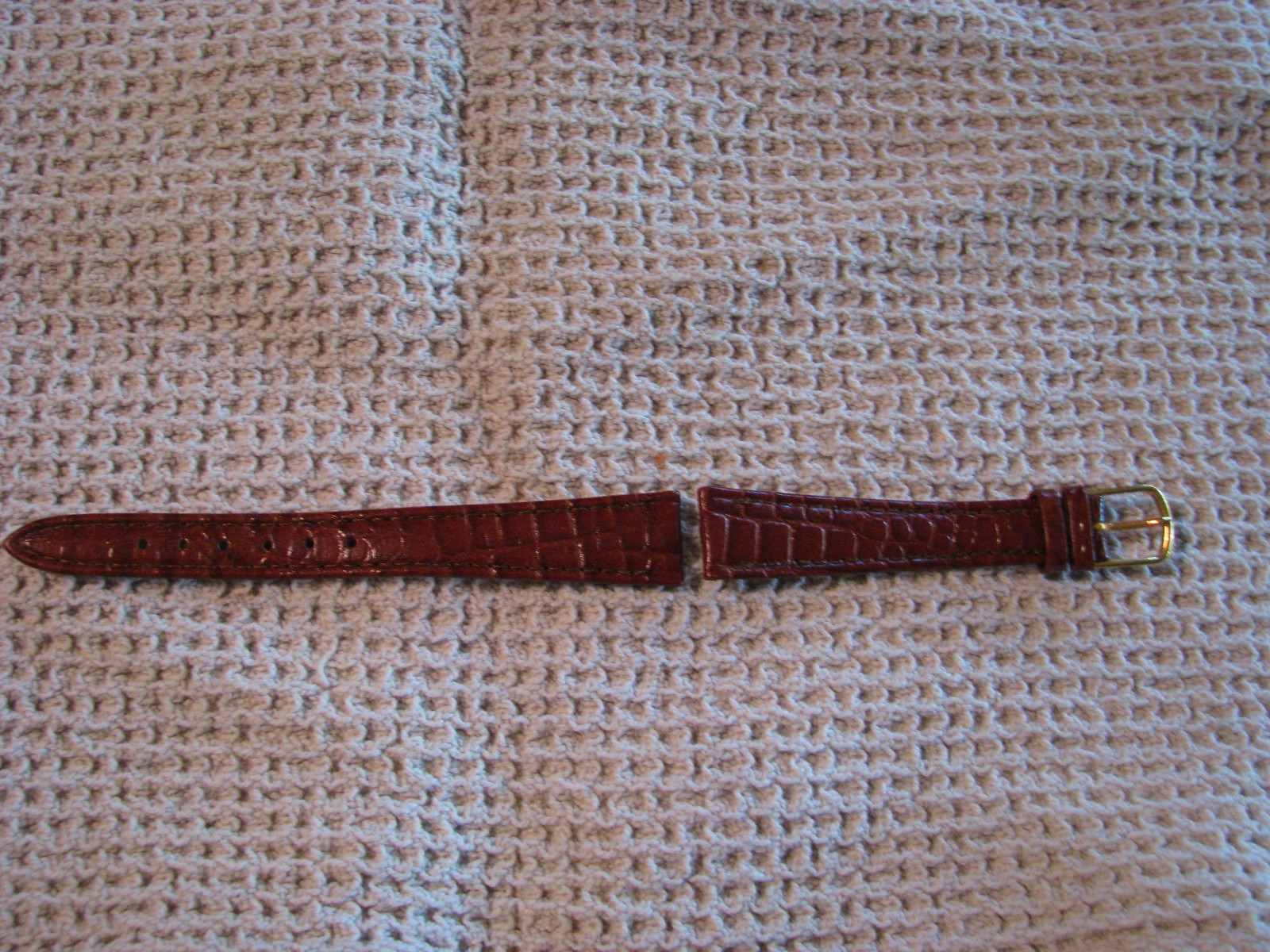 NEW Leather Burgundy Brown Lizard-Like Grain 14 mm Replacement Watch Band