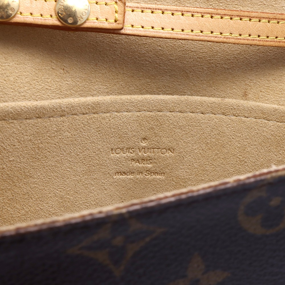 LOUIS VUITTON Monogram Pochette Twin GM M51852 Clutch Shoulder Bag Brown Women