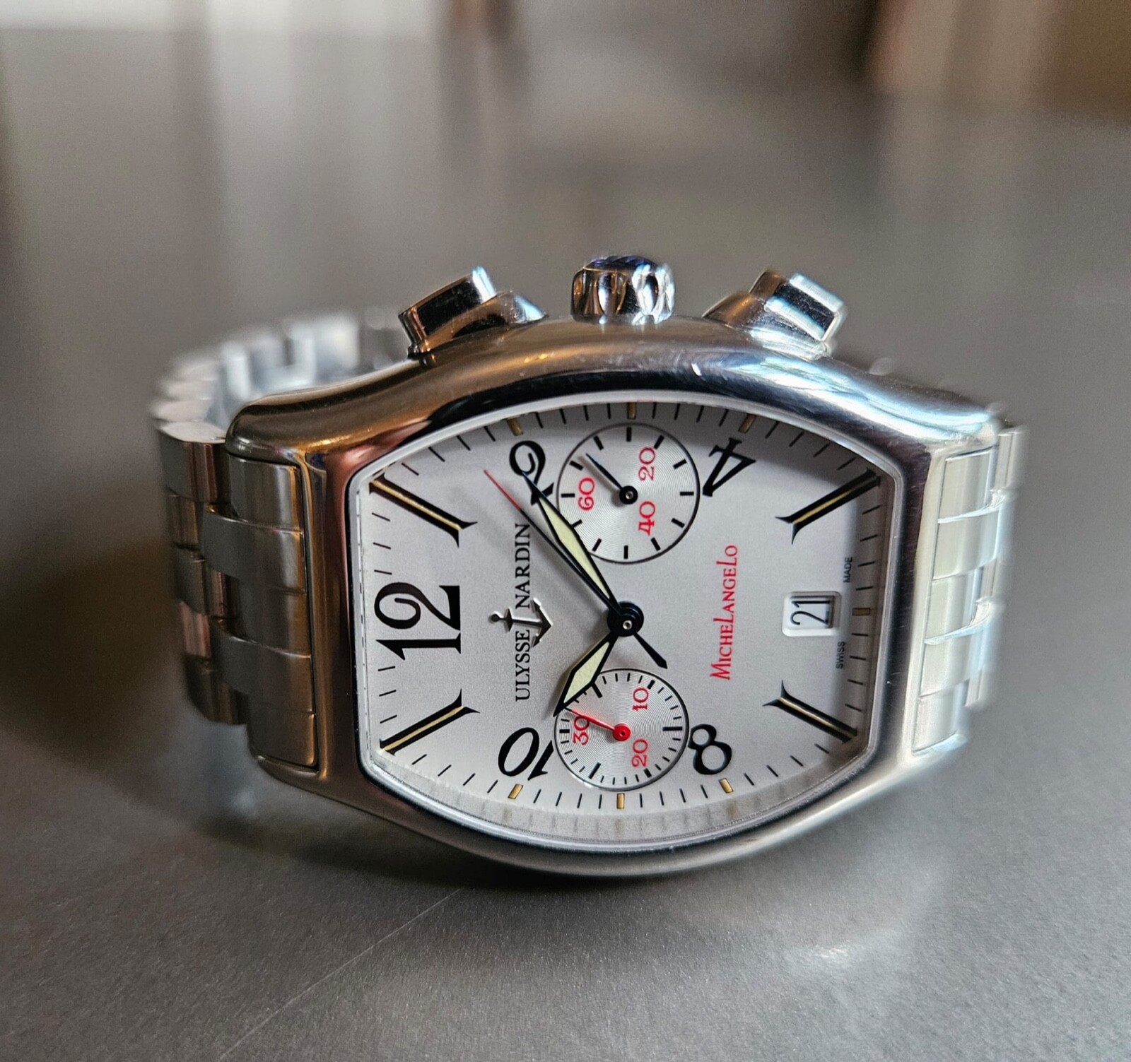 Ulysee Nardin Michelangelo Chronograph on Bracelet; Versatile + Gorgeous + Rare!