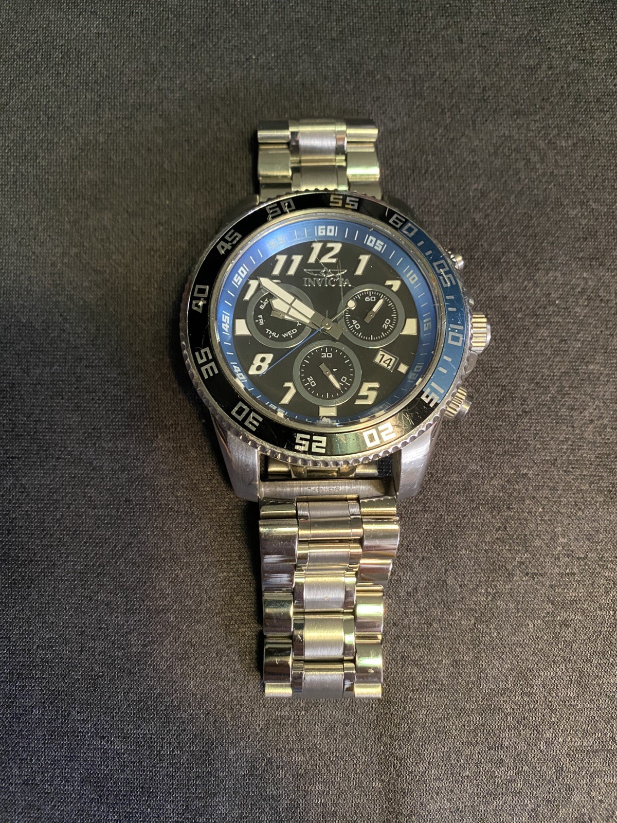 INVICTA PRO DIVER 20478 QUARTZ 50MM 200M STAINLESS STEEL WATCH SILVER BLACK BLUE