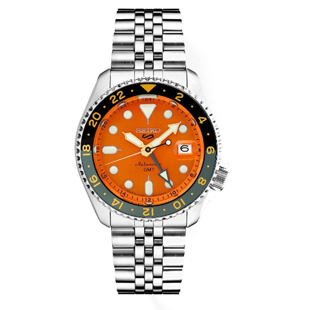 New Seiko 5 Sports 42.5mm Orange Dial Stainless Steel Men’s Watch SSK005
