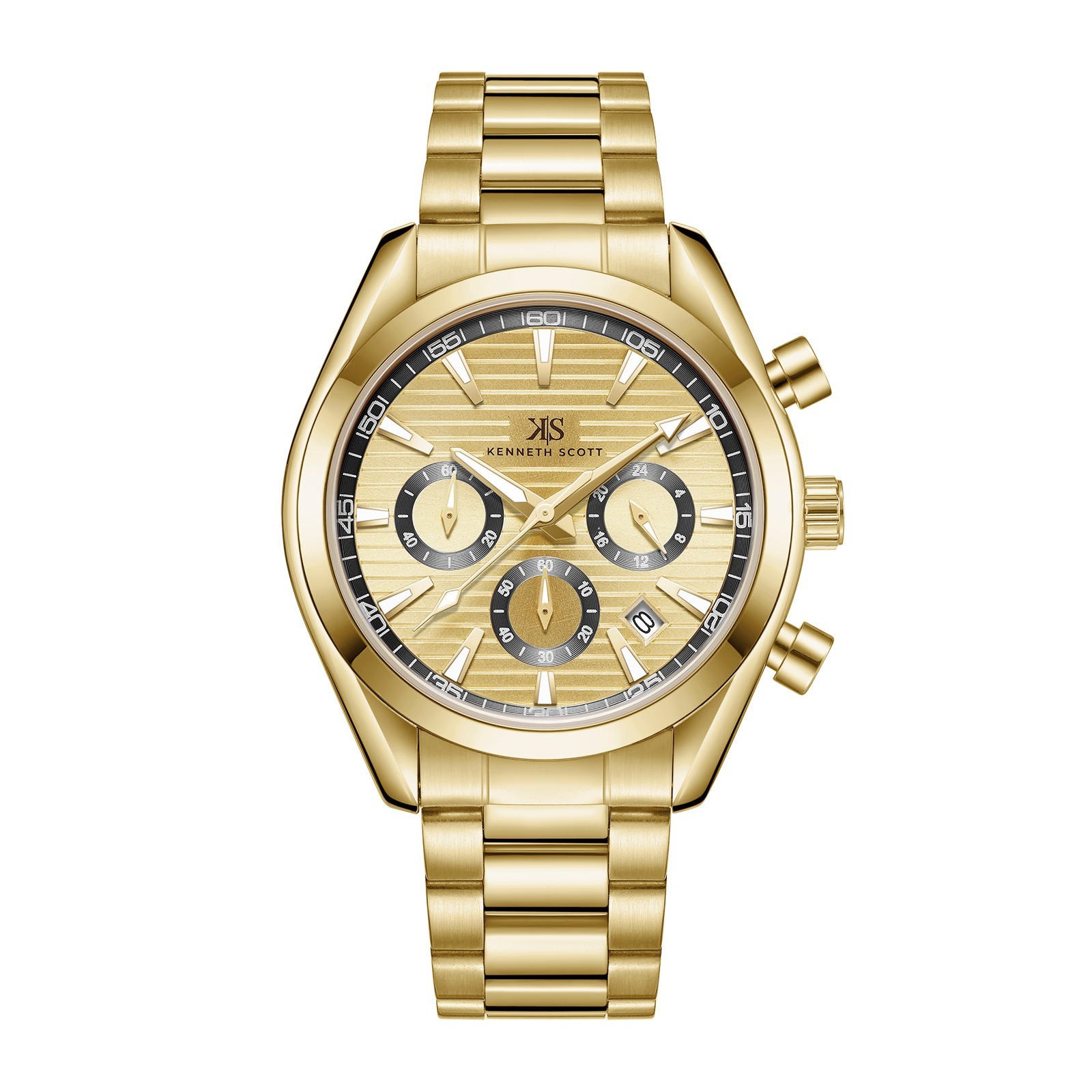 Kenneth Scott Men’s Chrono & Multi Function Watch | Champagne Dial, Gold Case