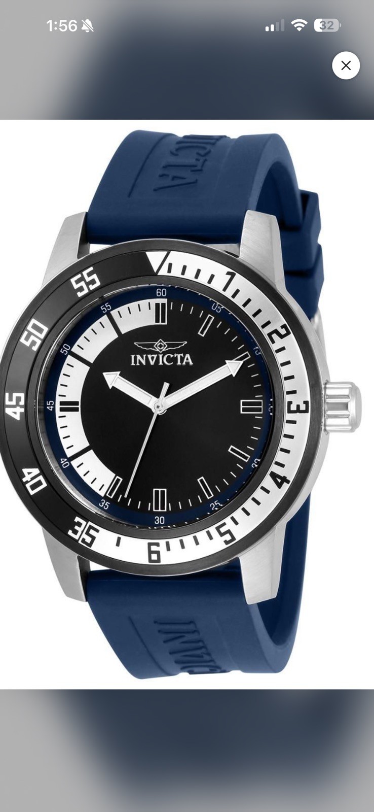 Invicta Specialty 45mm White, Blue and Black Dial Silicone Strap 34013