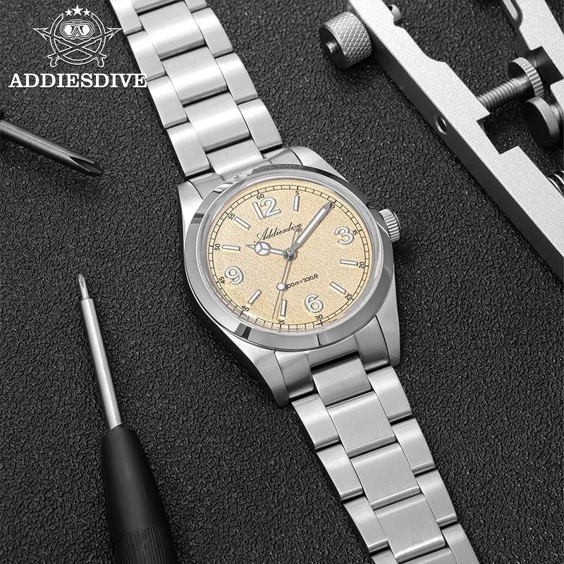 36MM ADDIESDIVE Diver Quartz Watch Men’s 100M Waterproof Stainless Luminous NEW