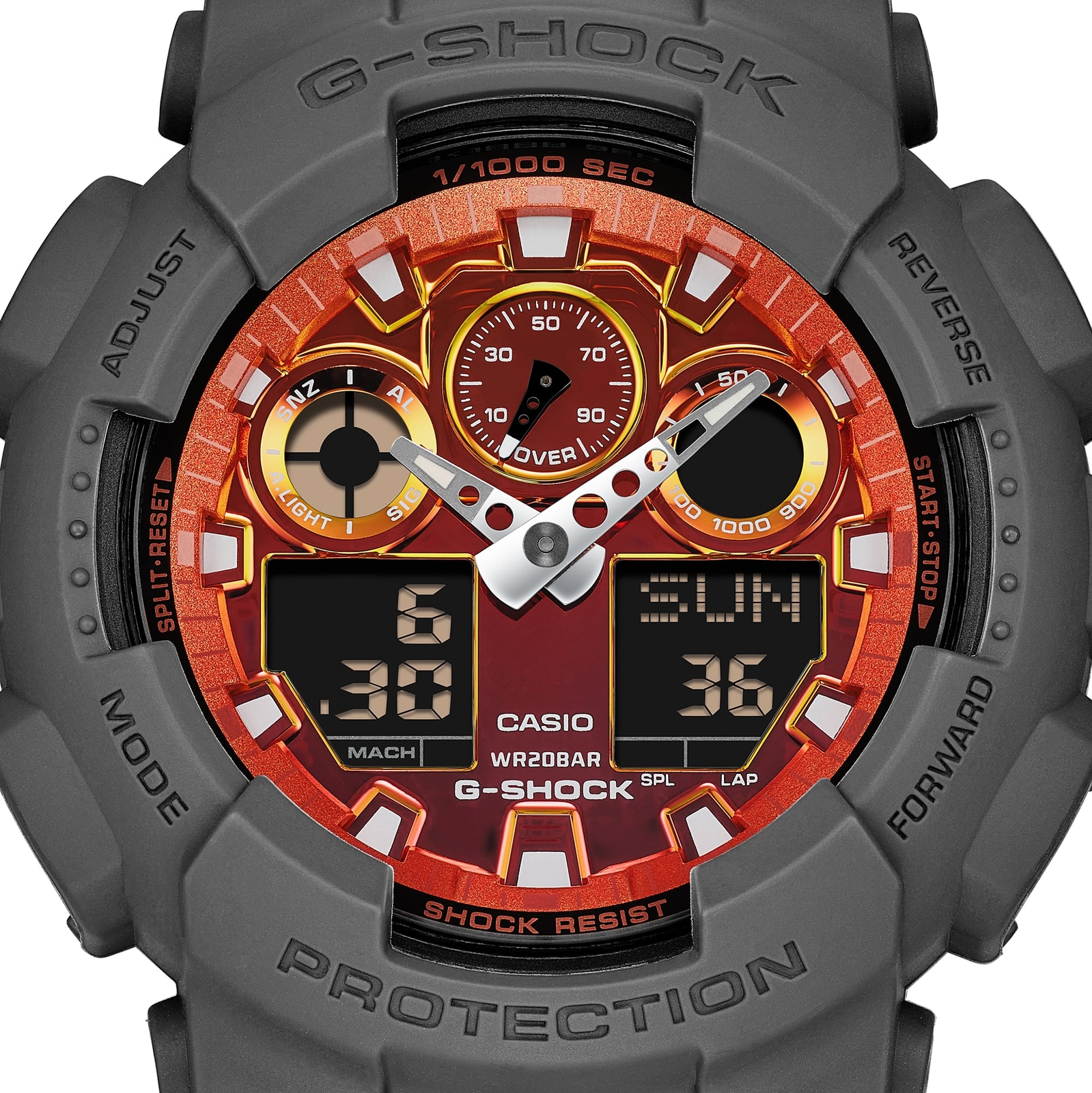 CASIO G-SHOCK GA-100FL-8AJF Flame inside Analog Digital Watch Big Case 51.2mm