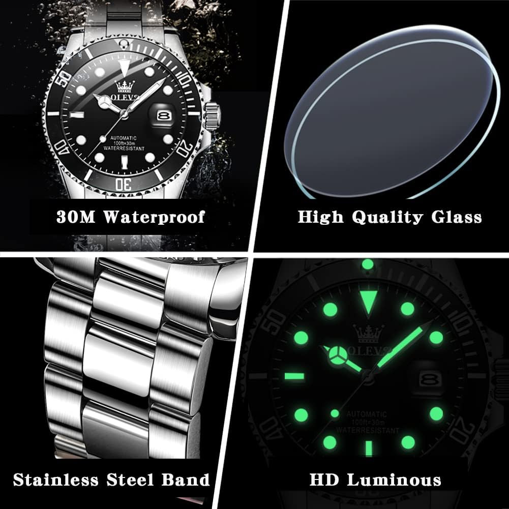 Luxury Waterproof Men’s Automatic Watch – Luminous, Self-Wind, Date Display