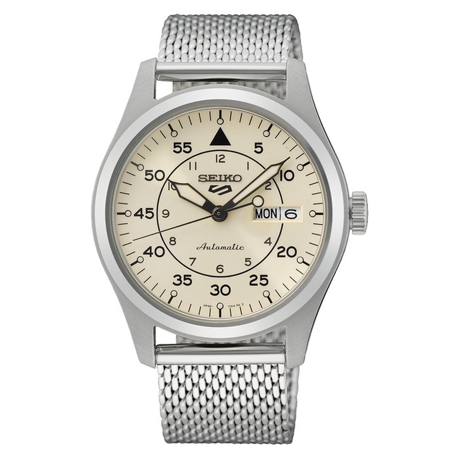 SEIKO 5 Automatic SRPH21K1 Field Watch Milanese Bracelet Military Style 100m Day