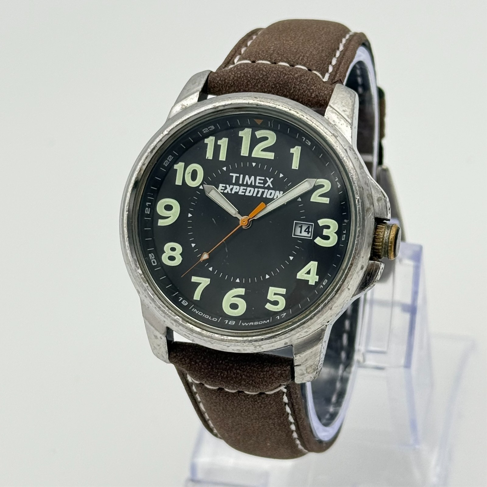 Men’s TIMEX Expedition 40mm Silver Tone Field Watch, Black Dial, Date, T44921