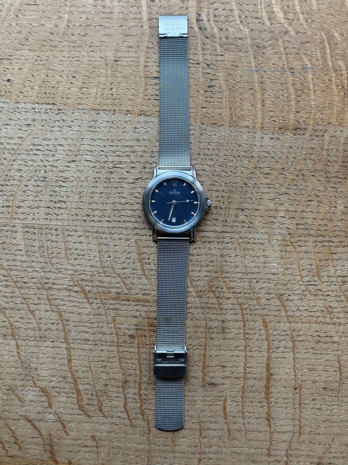 Skagen Watch Men 36mm Blue Dial Silver Tone Date Round 106LSSN New battery
