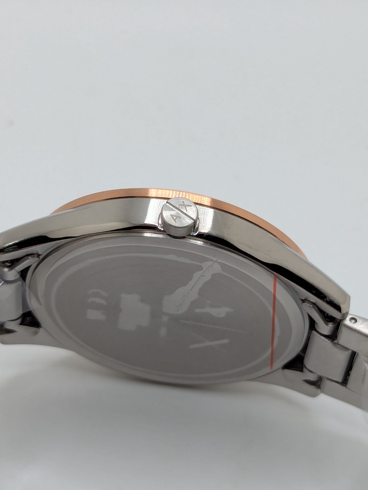 Armani Exchange Dante AX1870 Mens Silver Band Gold Case Chronograph Wristwatch