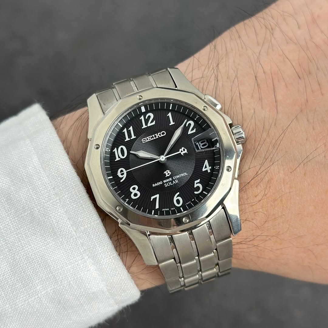 Rare Seiko Brightz Radio Wave Control Solar Ref. 7B22-0AC0 Black Dial Date Watch